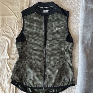 Nike Black and Olive Green Zip-Up Vest